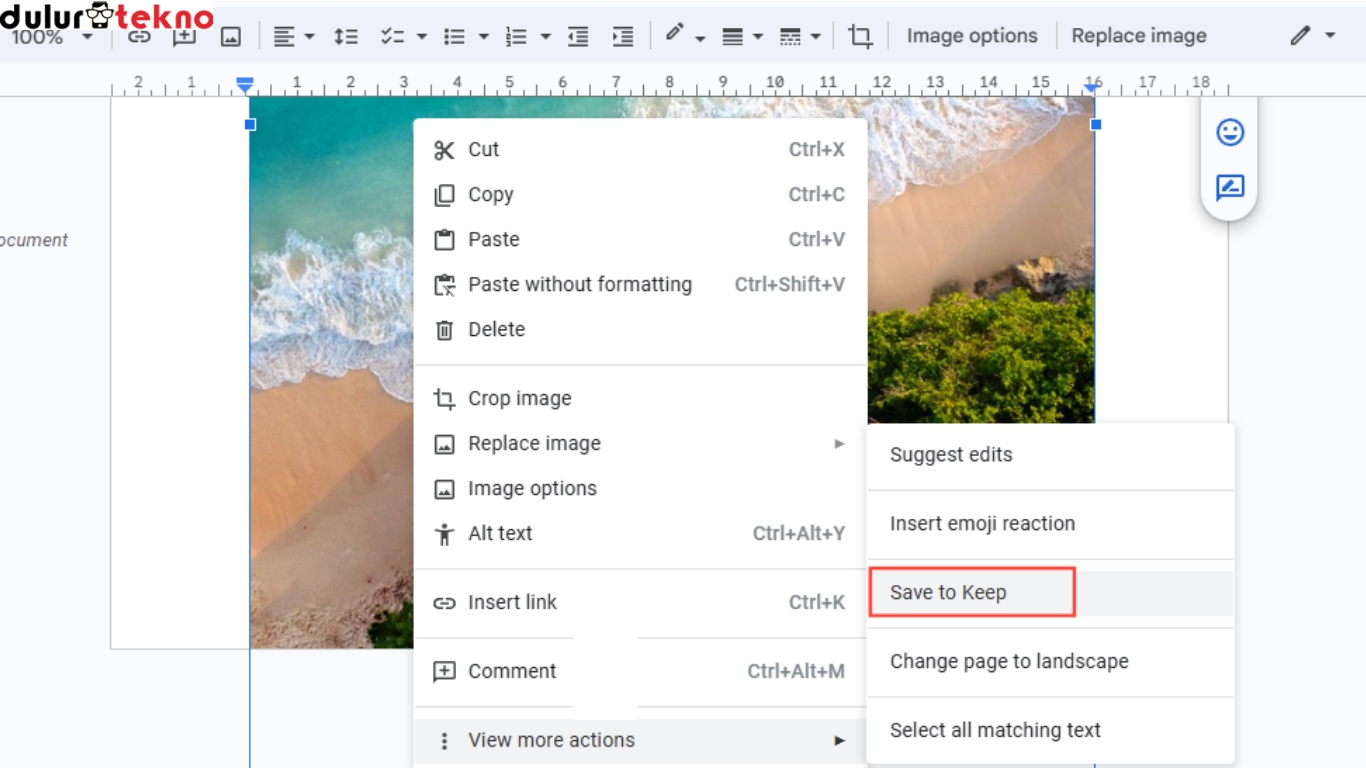 cara simpan gambar dari Google Docs