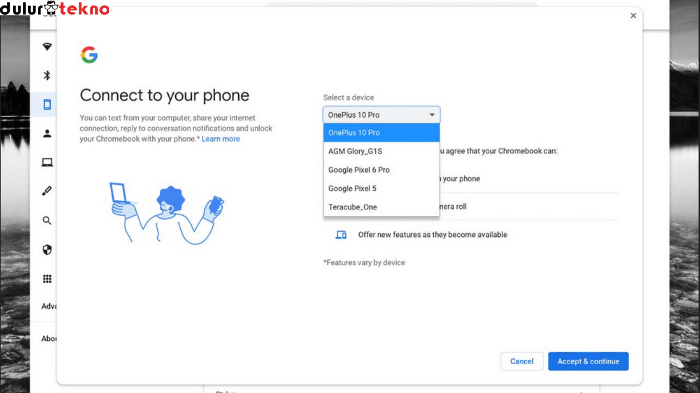 cara menghubungkan ponsel Android ke Chromebook