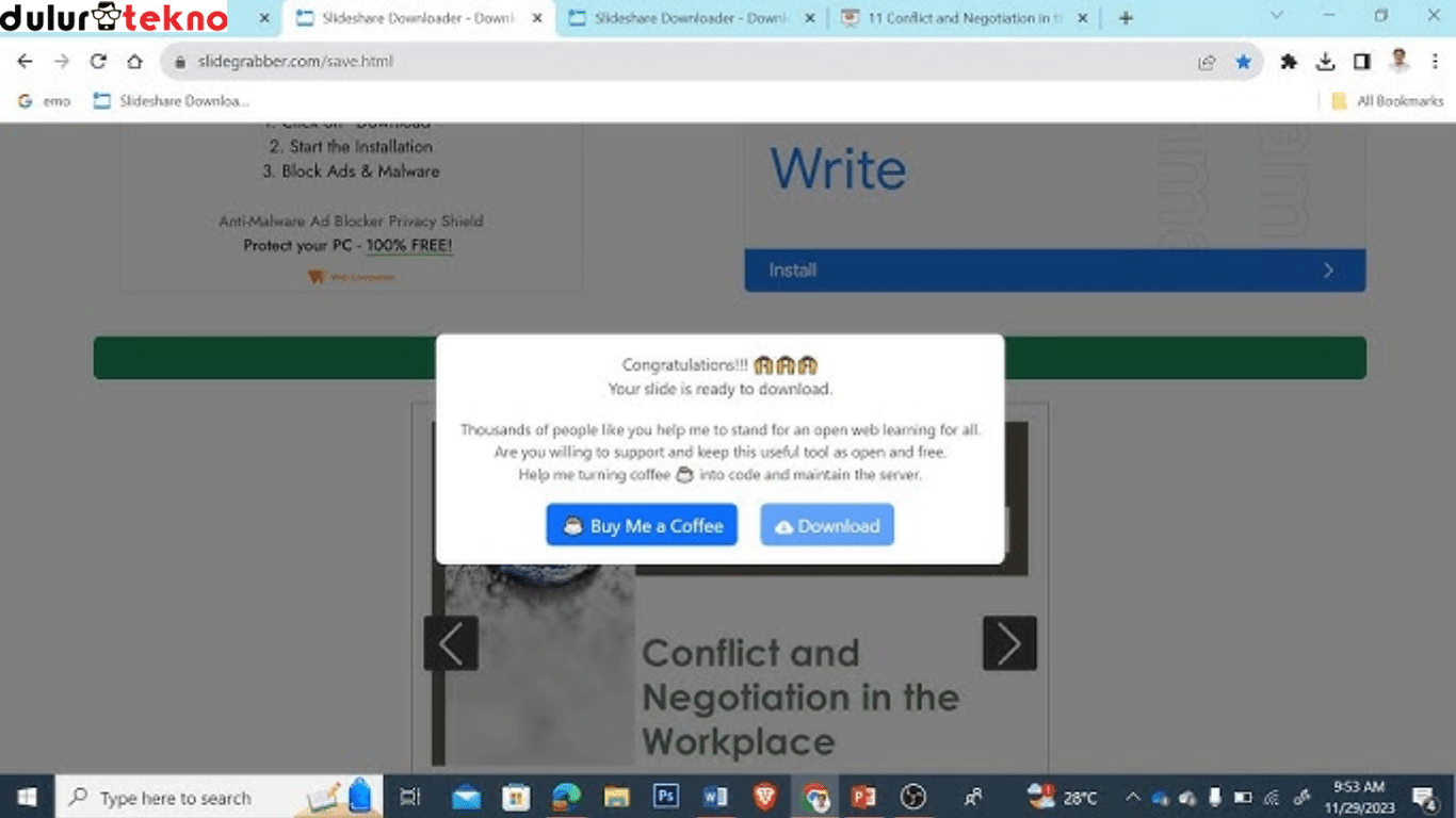 cara download PPT di SlidePlayer