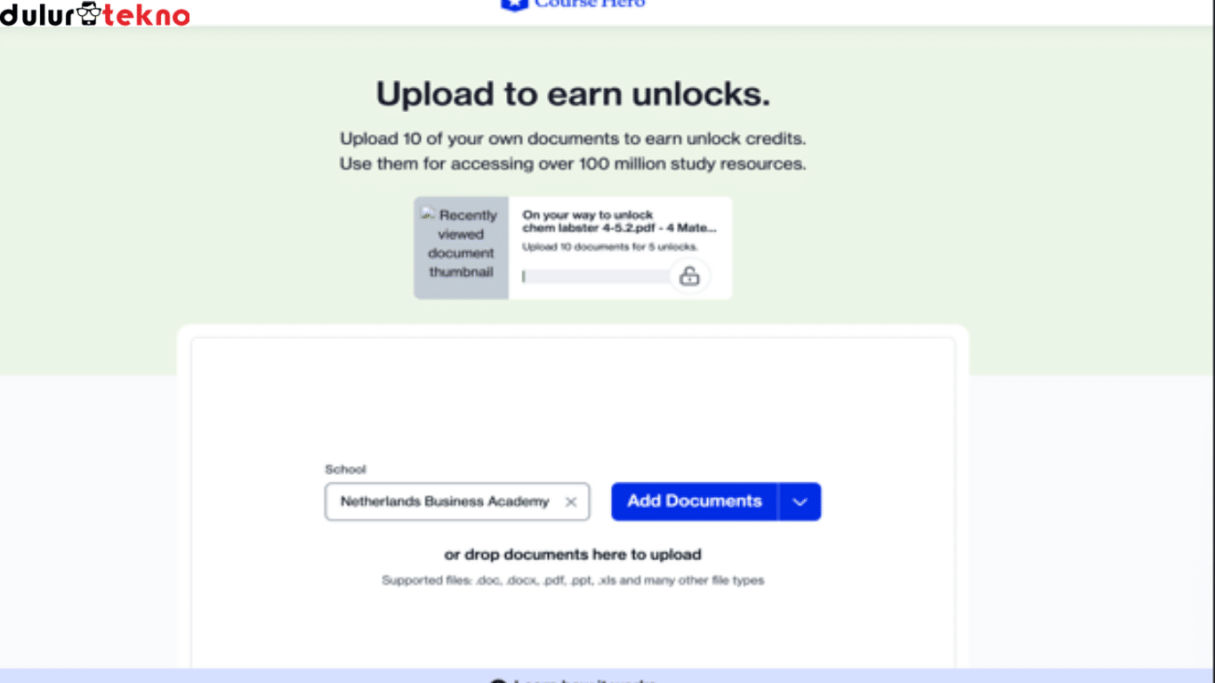 cara download dokumen di Course Hero